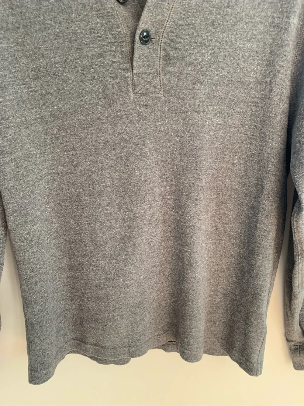 J. Crew Men’s Heritage Brushed Rib Knit Long Sleeve Henley Oarsman Grey Medium